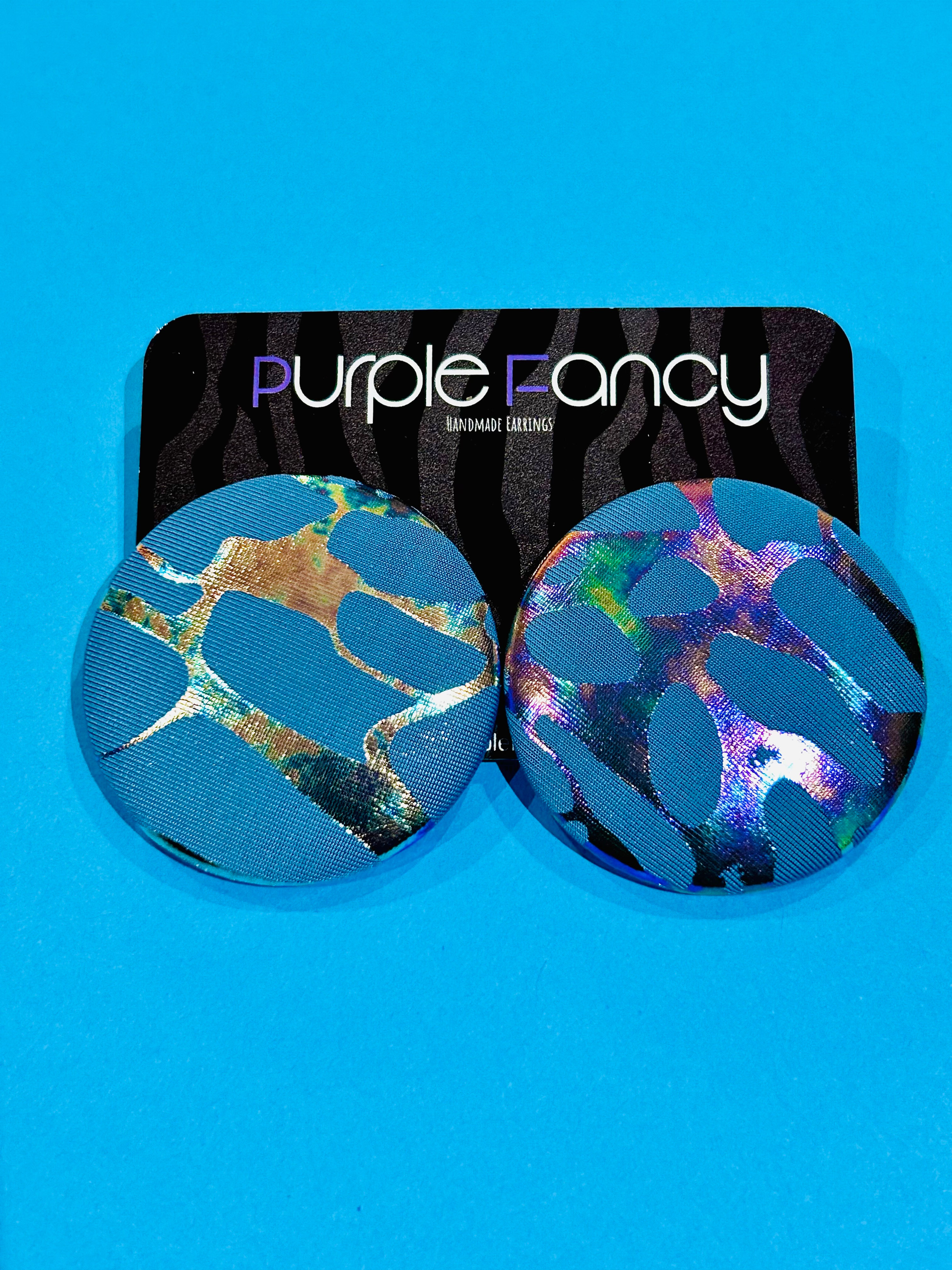 Ice Blue Irridecent Button Earrings