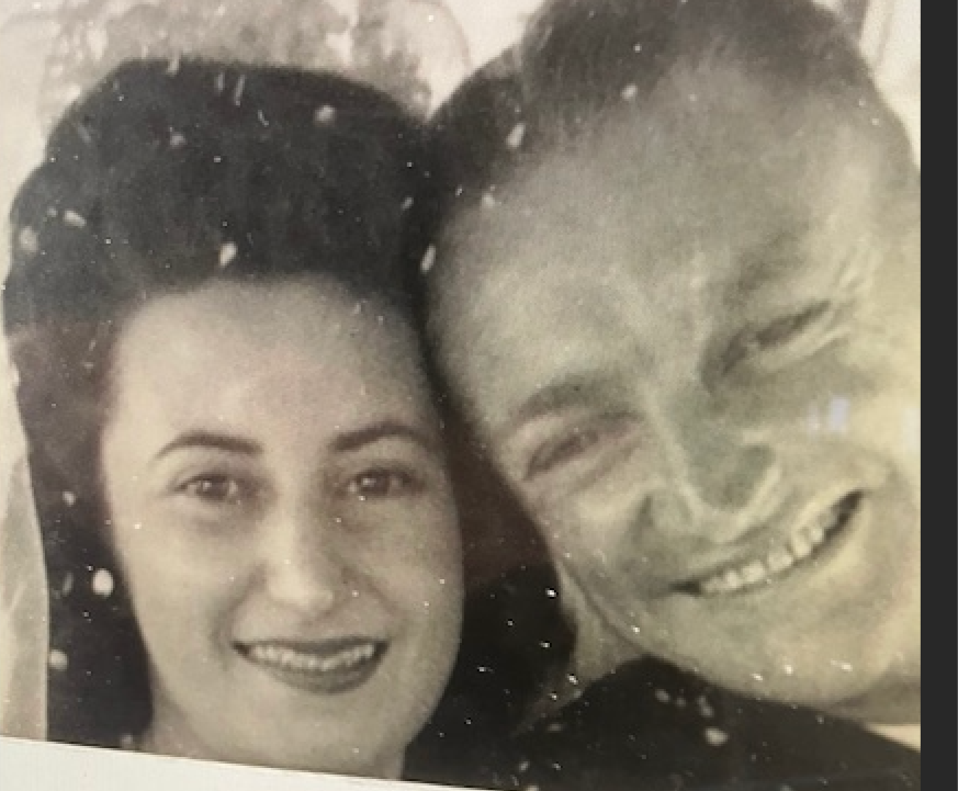 Russell and Gwenda on their wedding day.