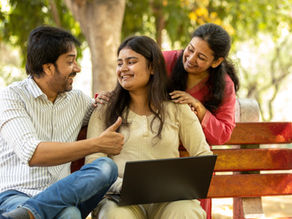Happy family in park