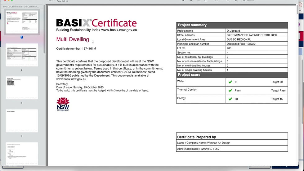 BASIX certificate NSW