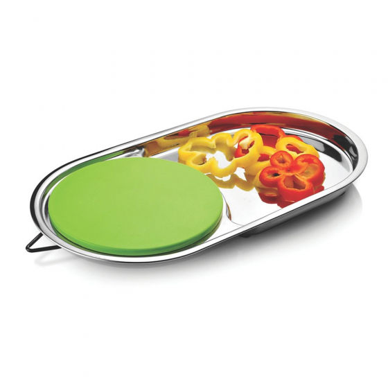 JVL CAPSULE SHAPED STAINLESS STEEL CUTTING BOARD (STEEL)