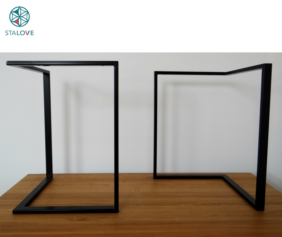 Thumbnail: L shape Steel Dining Table Legs (61cm/24"wide).