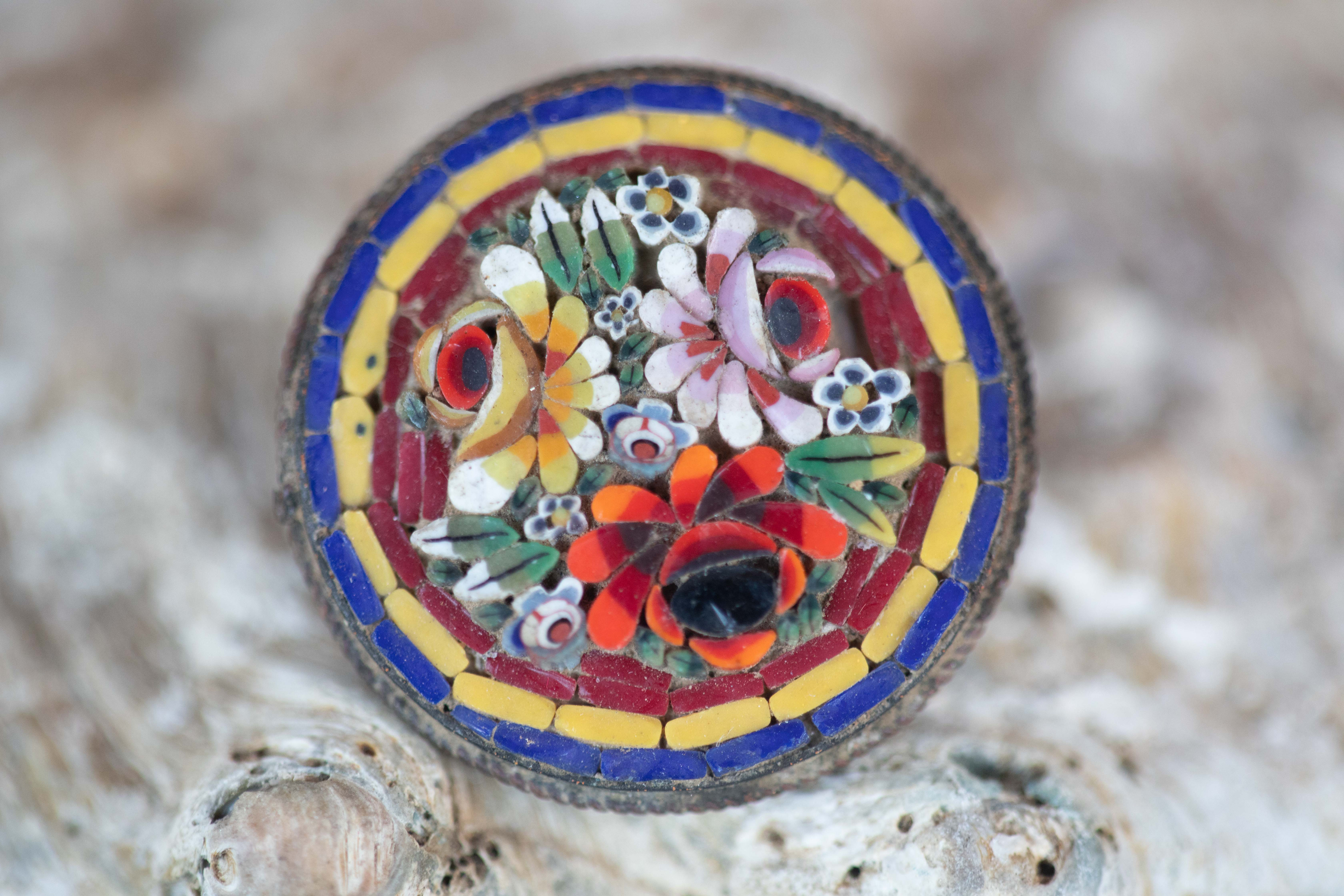 Set of three millefiori broches