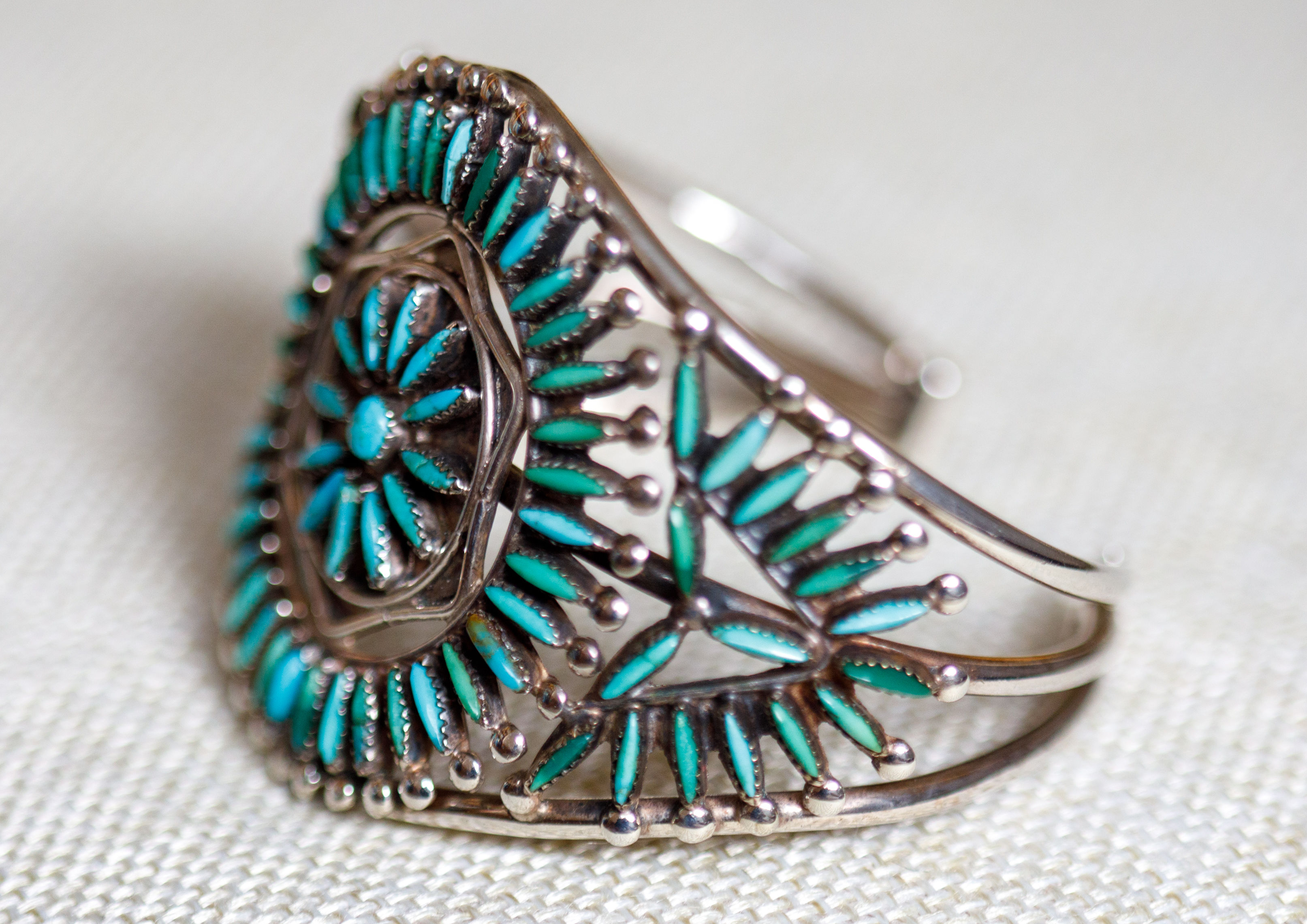 Vintage Sterling Silver and Turquoise cuff bracelet