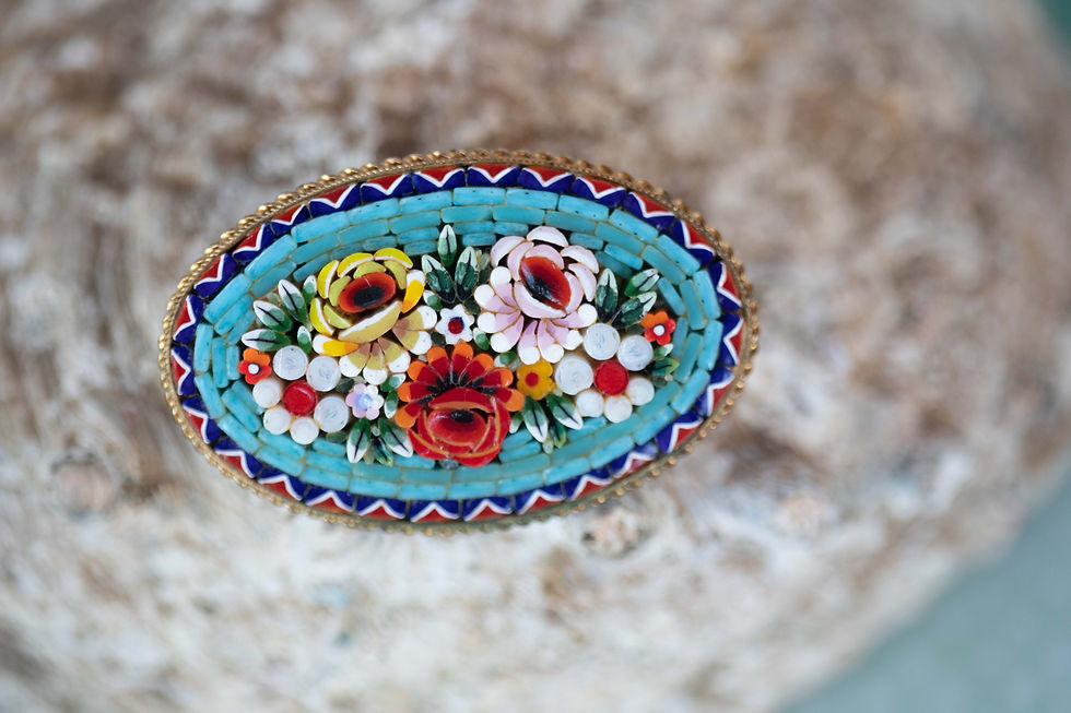 Thumbnail: Italian Micro-mosaic floral brooch