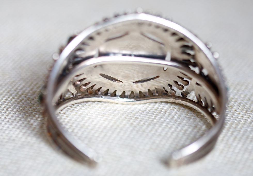 Thumbnail: Vintage Sterling Silver and Turquoise cuff bracelet