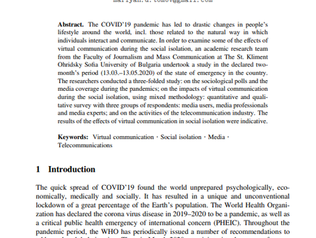 Springer - Impacts of Virtual Communication During Social Isolation of Covid’19
