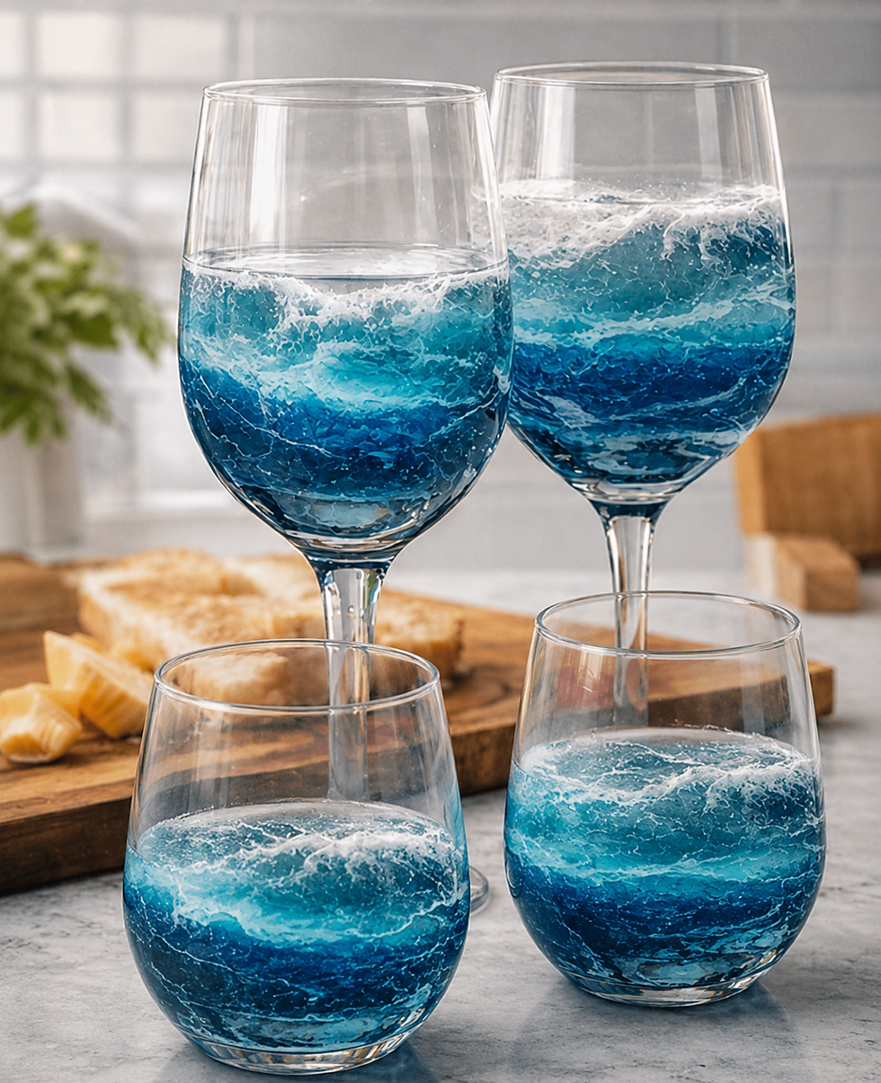 Thumbnail: Wine Glasses-Light Blue Ocean