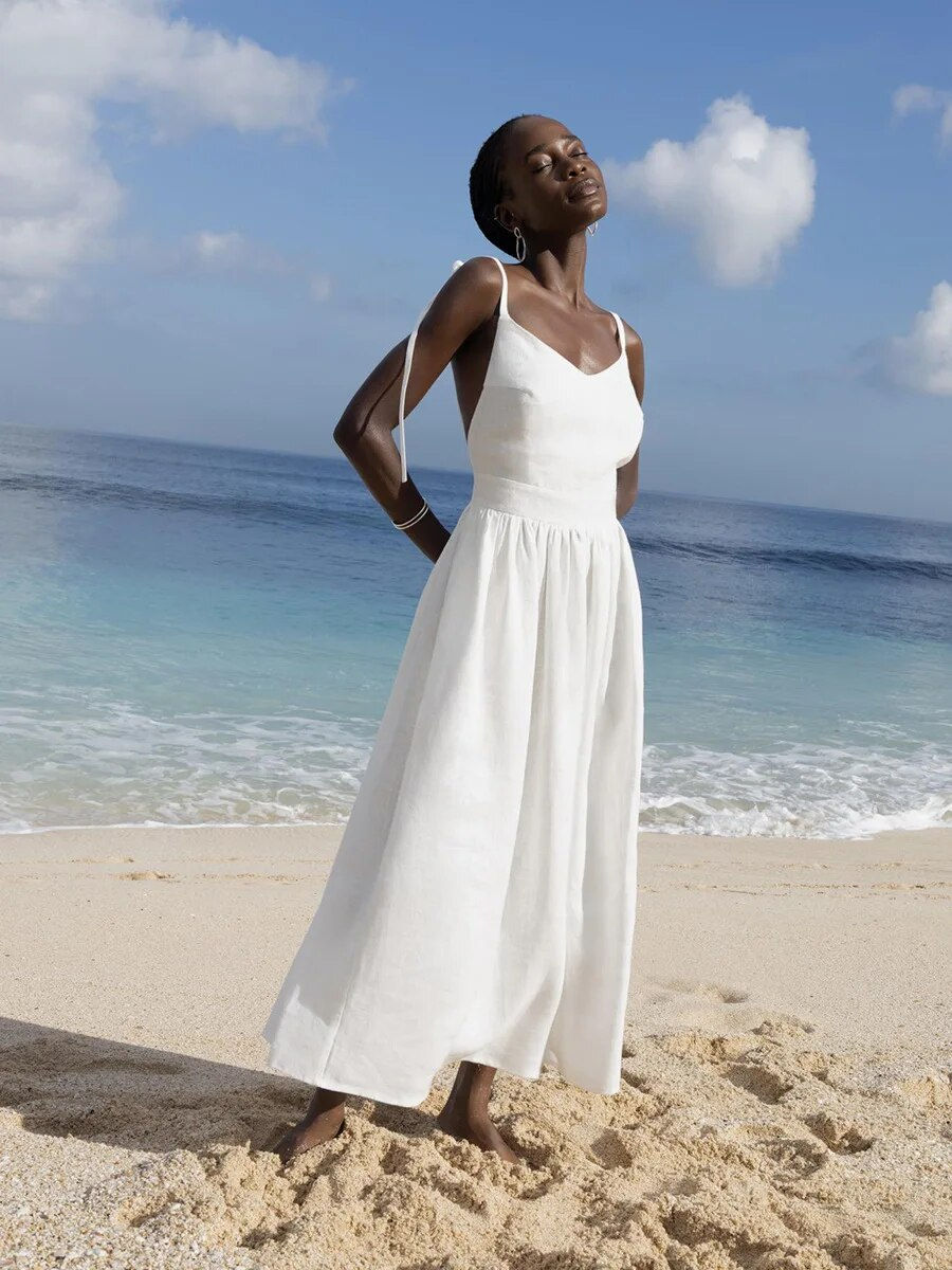 Thumbnail: Bornladies Spring Summer Beach Style Women Dress Vintage Loose A-line 
