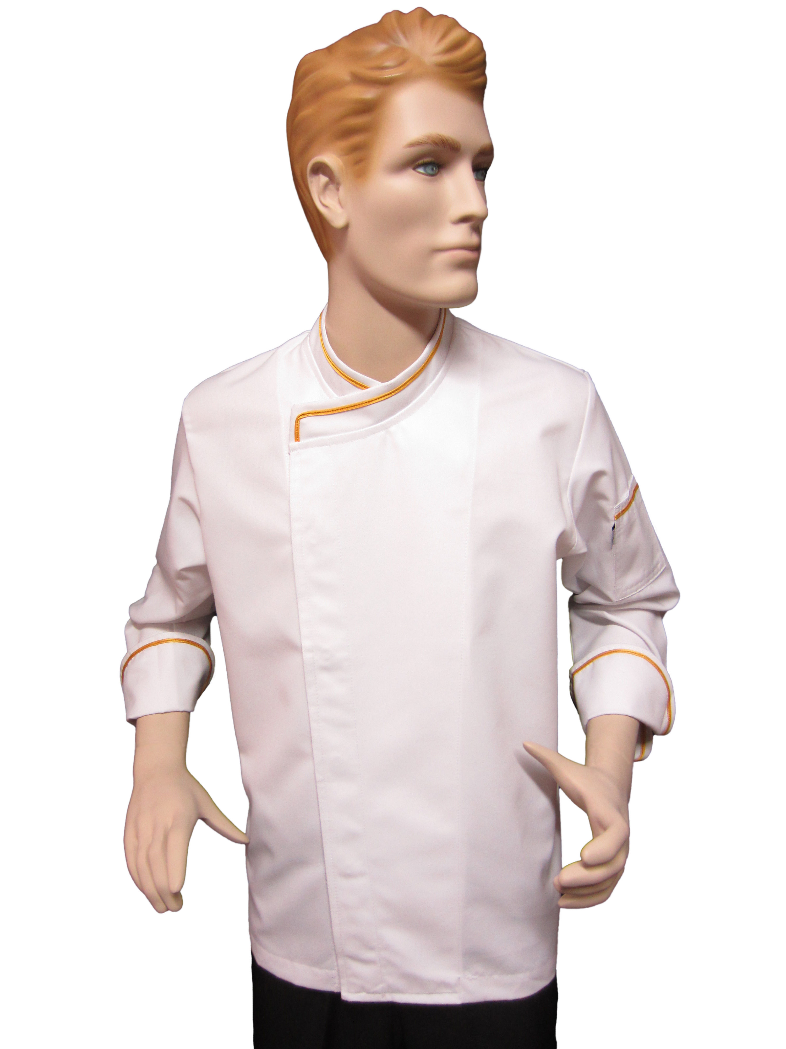 Chaqueta de Chef Modelo Broche con Detalles Dorado