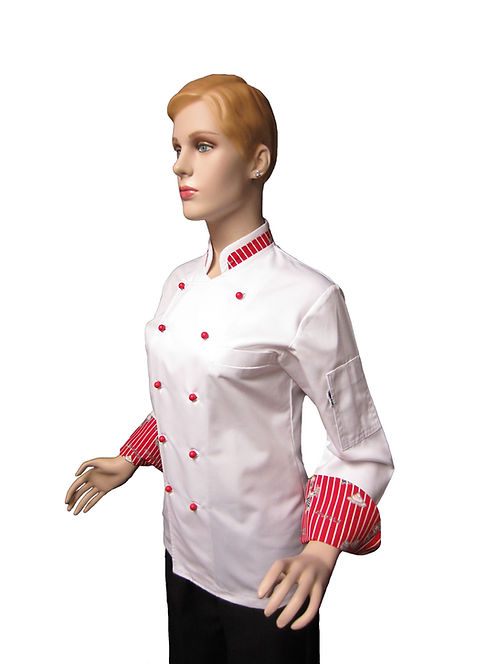 Chaqueta de Chef Modelo Cuello Combinado en Diseños de Pasteleria