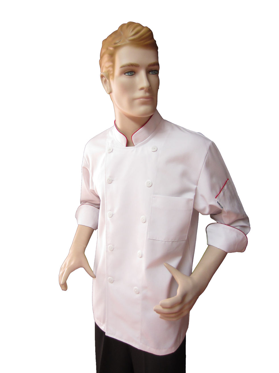 Chaqueta de Chef Hombre blanca con filos rojo