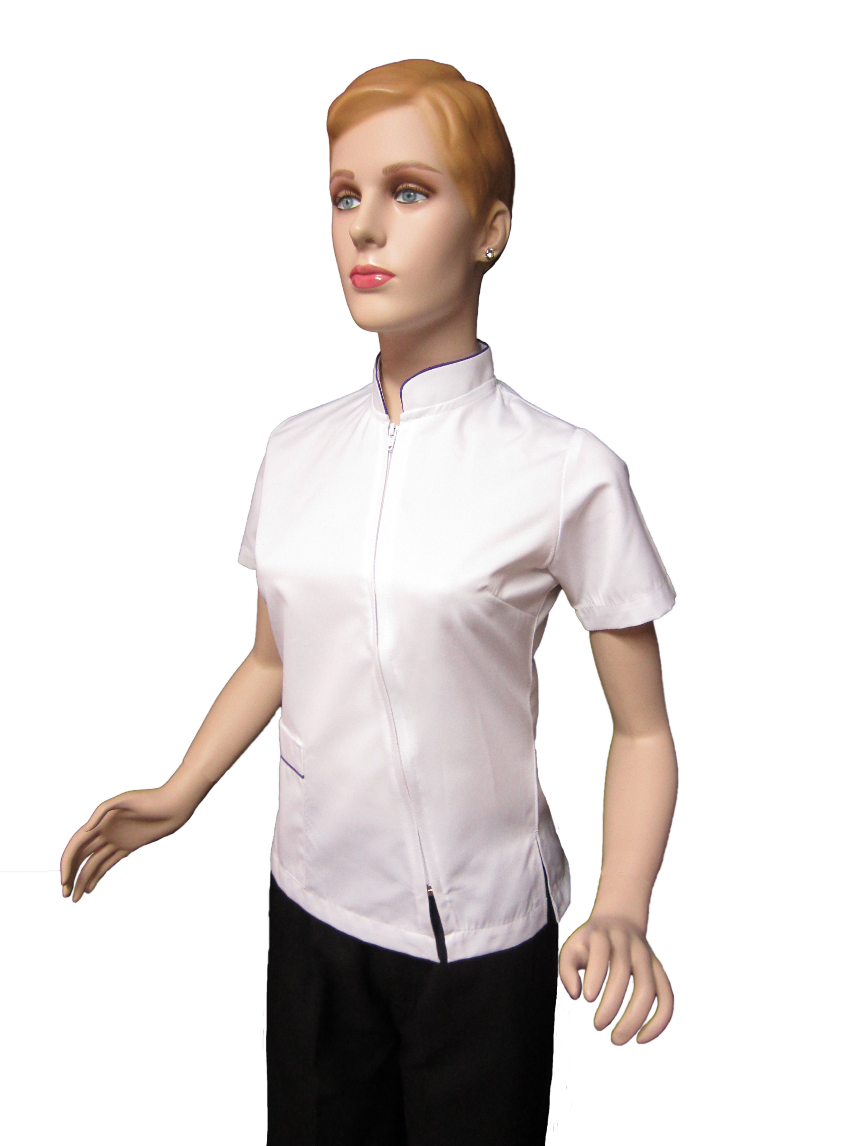Conjunto: Chaqueta Cuello Neru con Detalles y Pantalon Resorte, Color blanco
