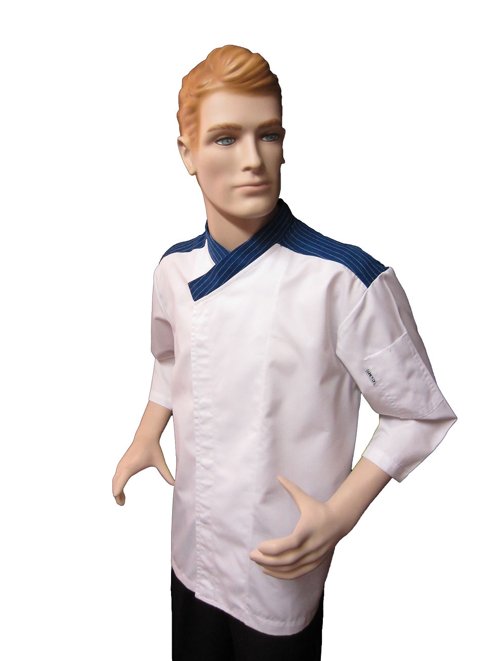 Chaqueta de Chef con Hombrera Azul Rayas.