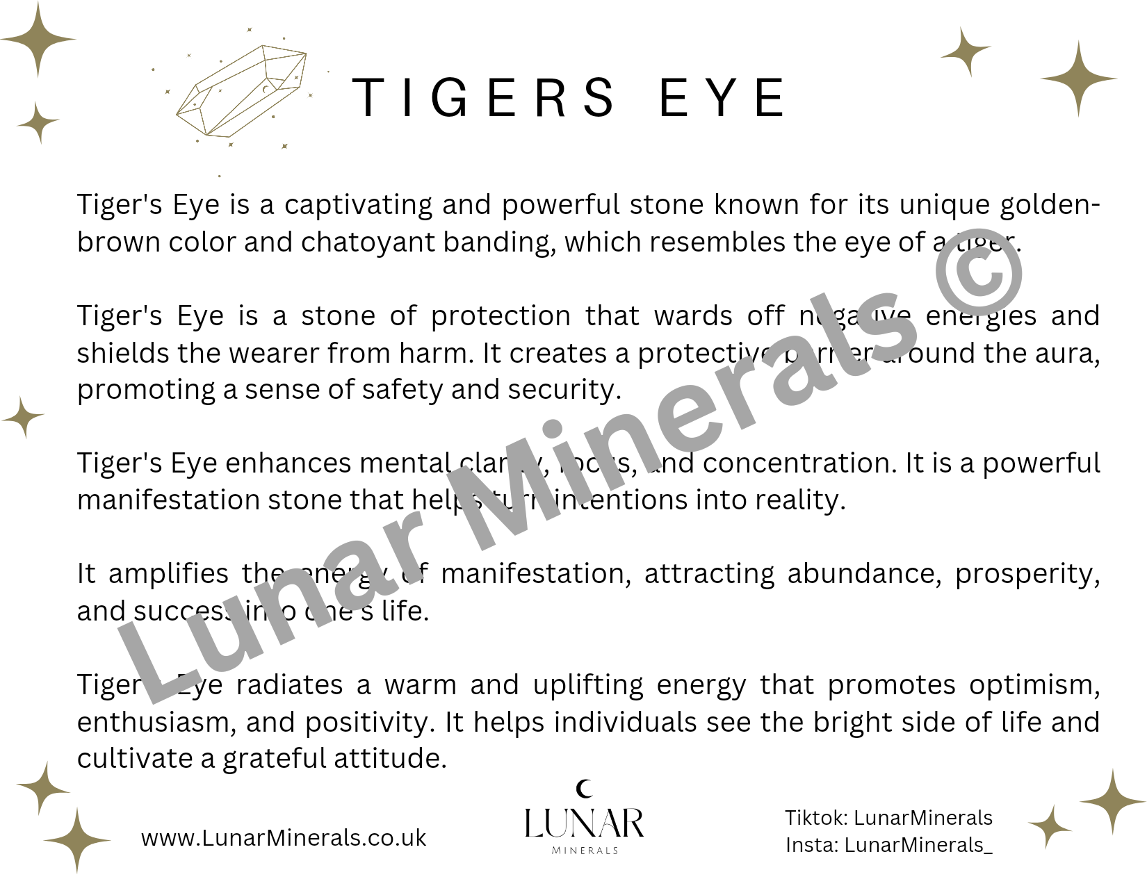 Tiger's Eye Information Card - Download