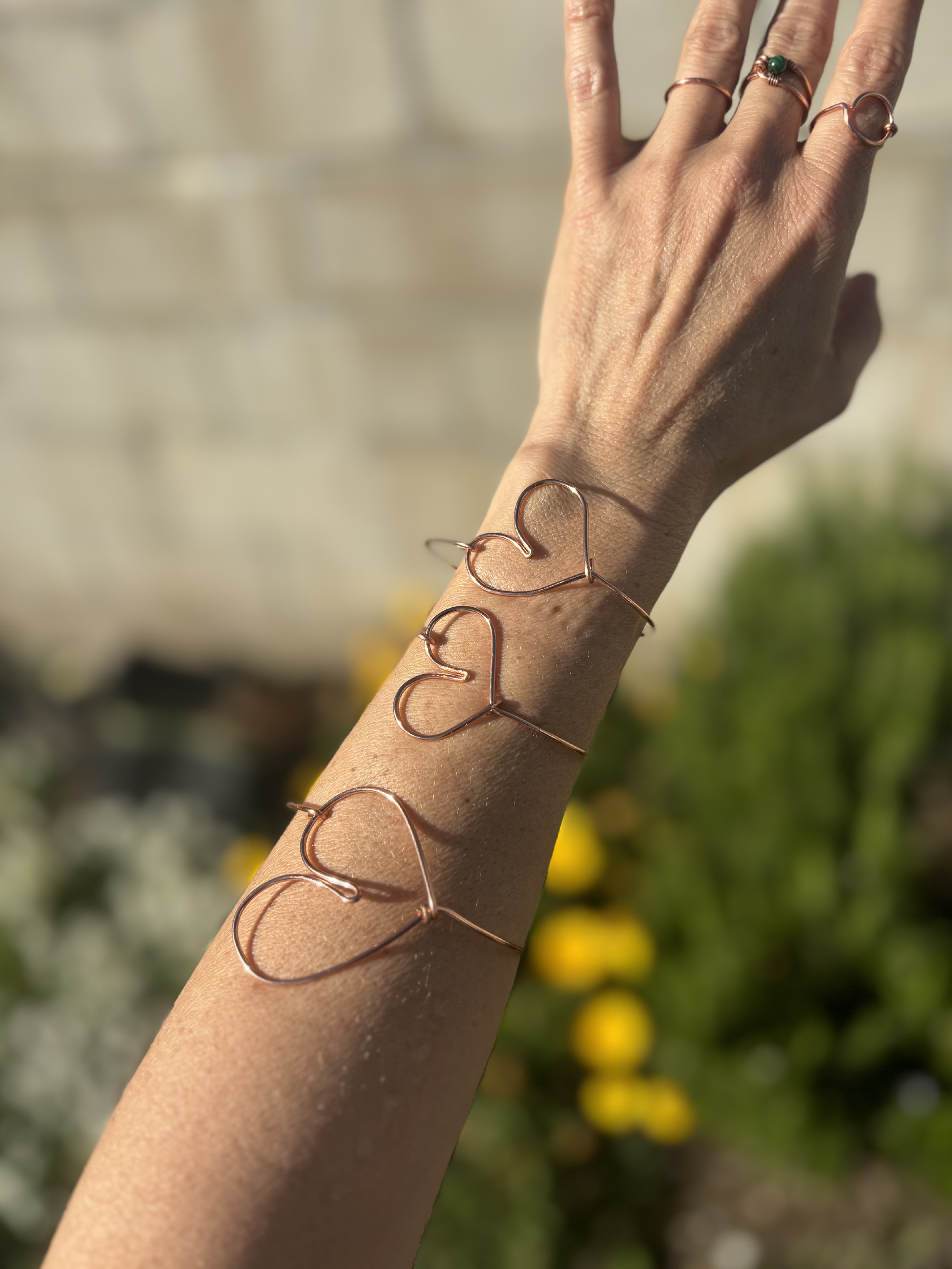Copper heart bangle bracelet — handmade with love