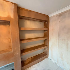 room under renovation with media wall