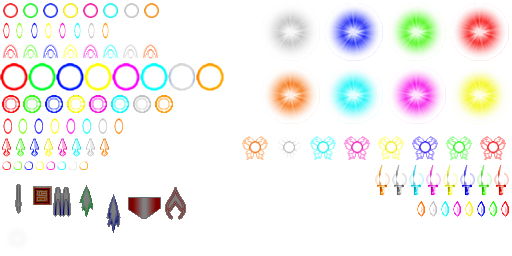 Spritesheet of danmaku / bullet hell bullets
