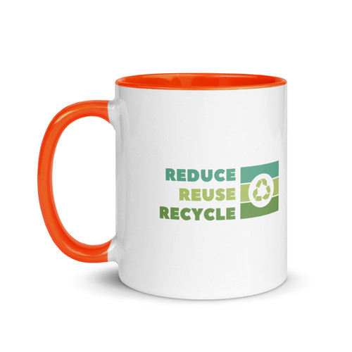 Reduce reuse recycle white ceramic mug with color inside | myamazingstory