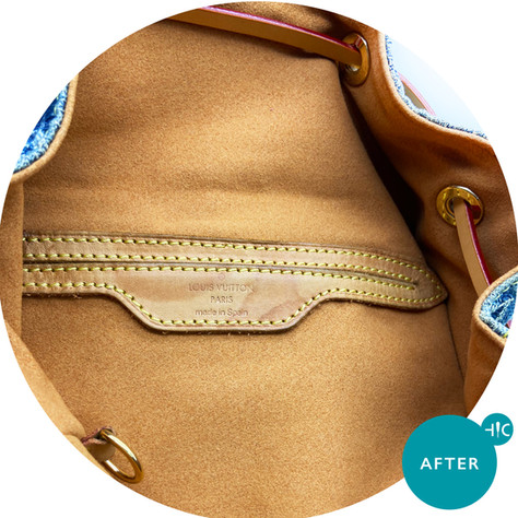 Honest Crafters | LV Bag Repair Singapore. Before and after close up of inner lining replacement done by Honest Crafters 