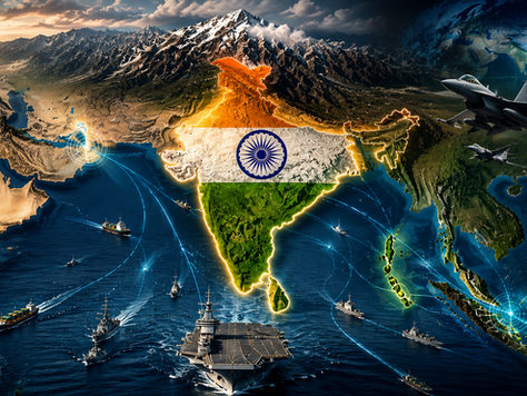 Strategic map of India showing the Indian Ocean, maritime trade routes, the Andaman and Nicobar Islands, and key Indo-Pacific chokepoints.
