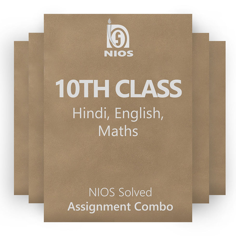 10th Standard Hindi, English & Maths NIOS Solved Assignment Combo (2022-23)