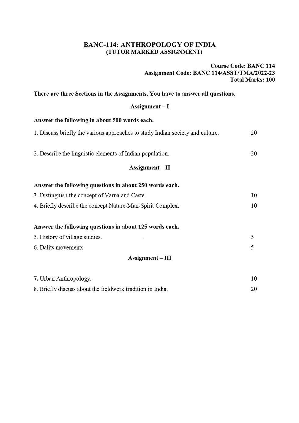 Thumbnail: BANC-114: Anthropology of India (2022-23)