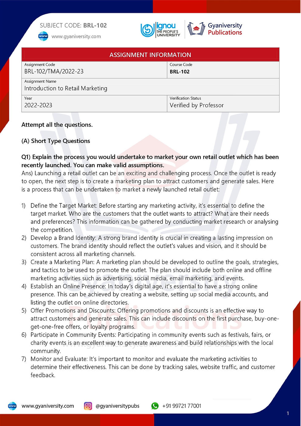 Thumbnail: BRL-102: Introduction to Retail Marketing (2022-23)