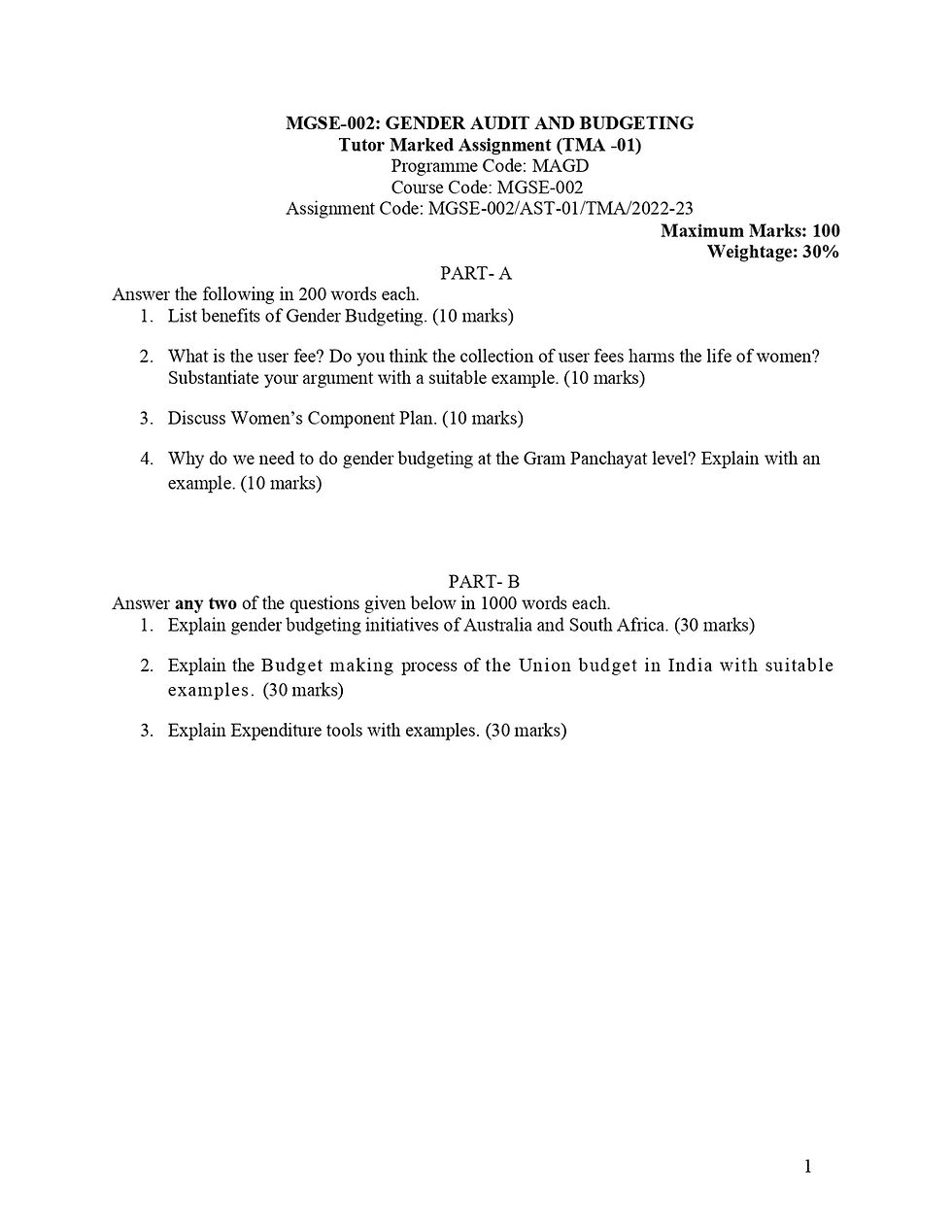 Thumbnail: MGSE-002: Gender Audit and Gender Budgeting (2022-23)