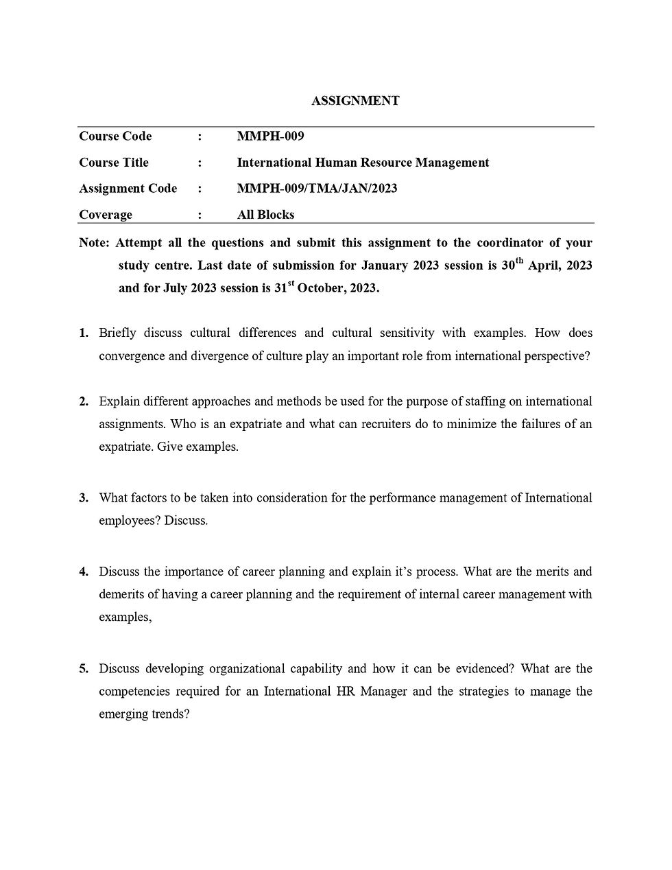 Thumbnail: MMPH-009: International Human Resource Management (2023)