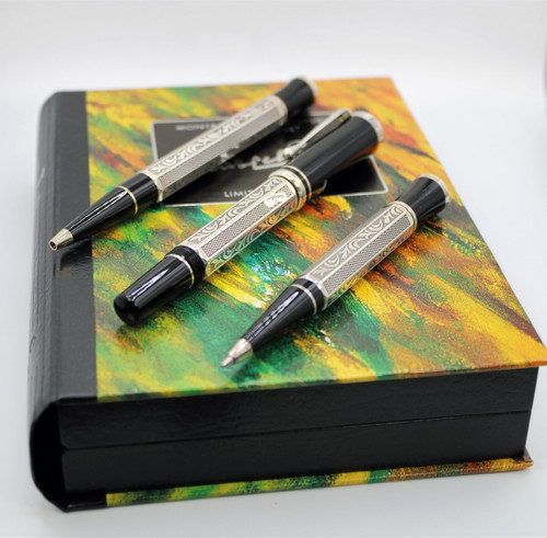 銀製記念 MONZE ÖSTERREICH ケース付き Montblanc Marcel Proust 3 pc Pen Set (03-18-26-MH-MB 50