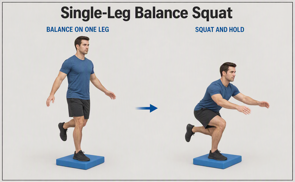 Single leg balance squat