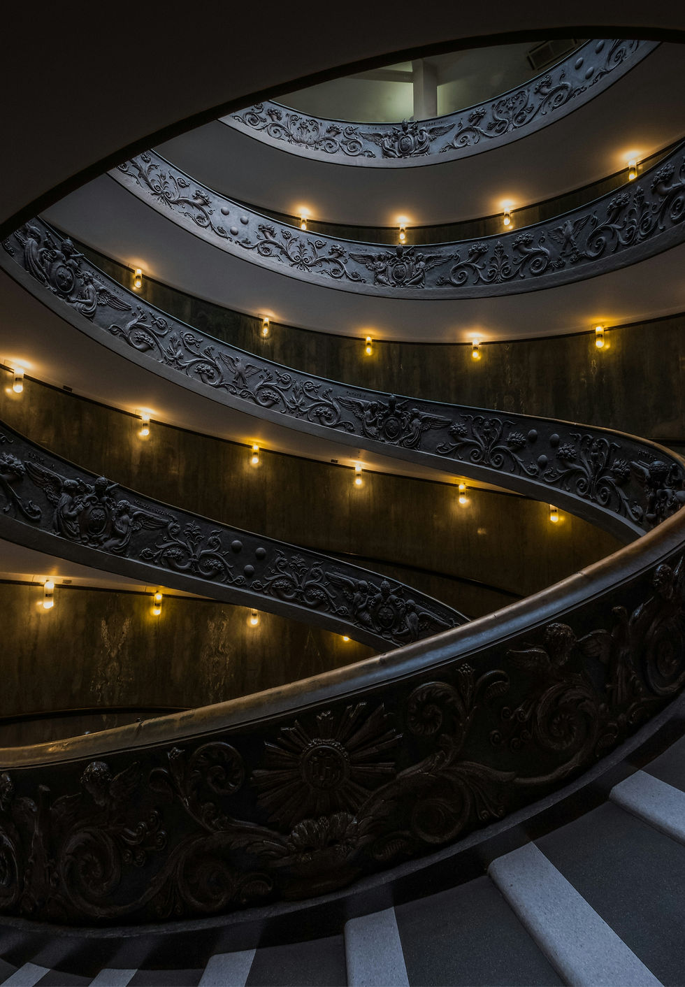 view of the bramante staircase vatican italy