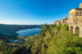 view of lake nemi near rome italy