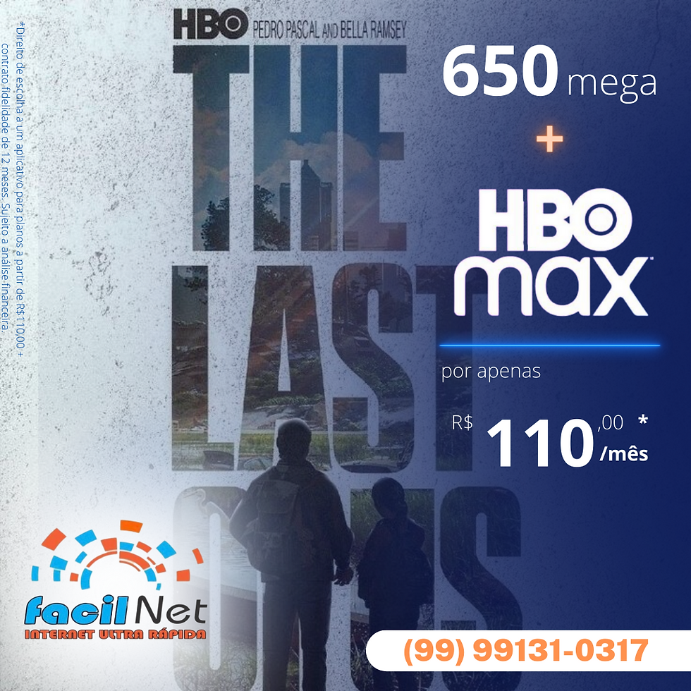 Escolha o plano de 650mega + HBO Max por apenas R$110,00*