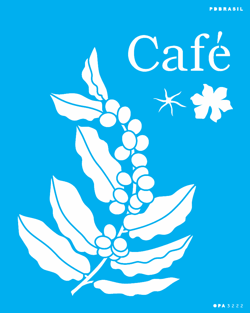 Stencil Pedra Brasil Plantas Café