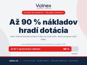 Zelená solidarita: až 90 % nákladov na fotovoltaiku a beží aj teraz