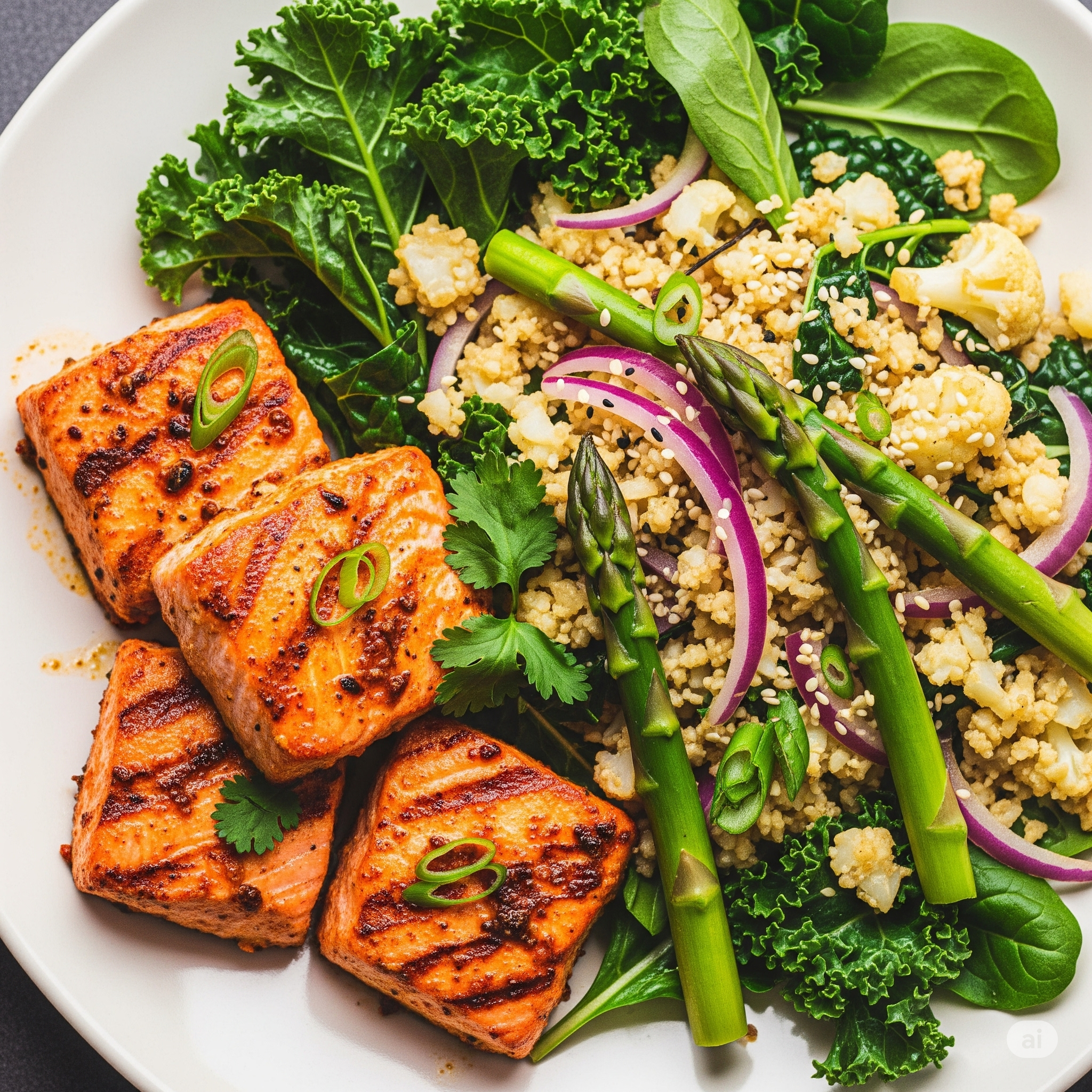 Low Carb Salmon Bowl