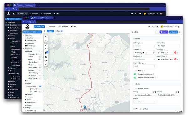 Photo of the Fleetora logistics software dashboard
