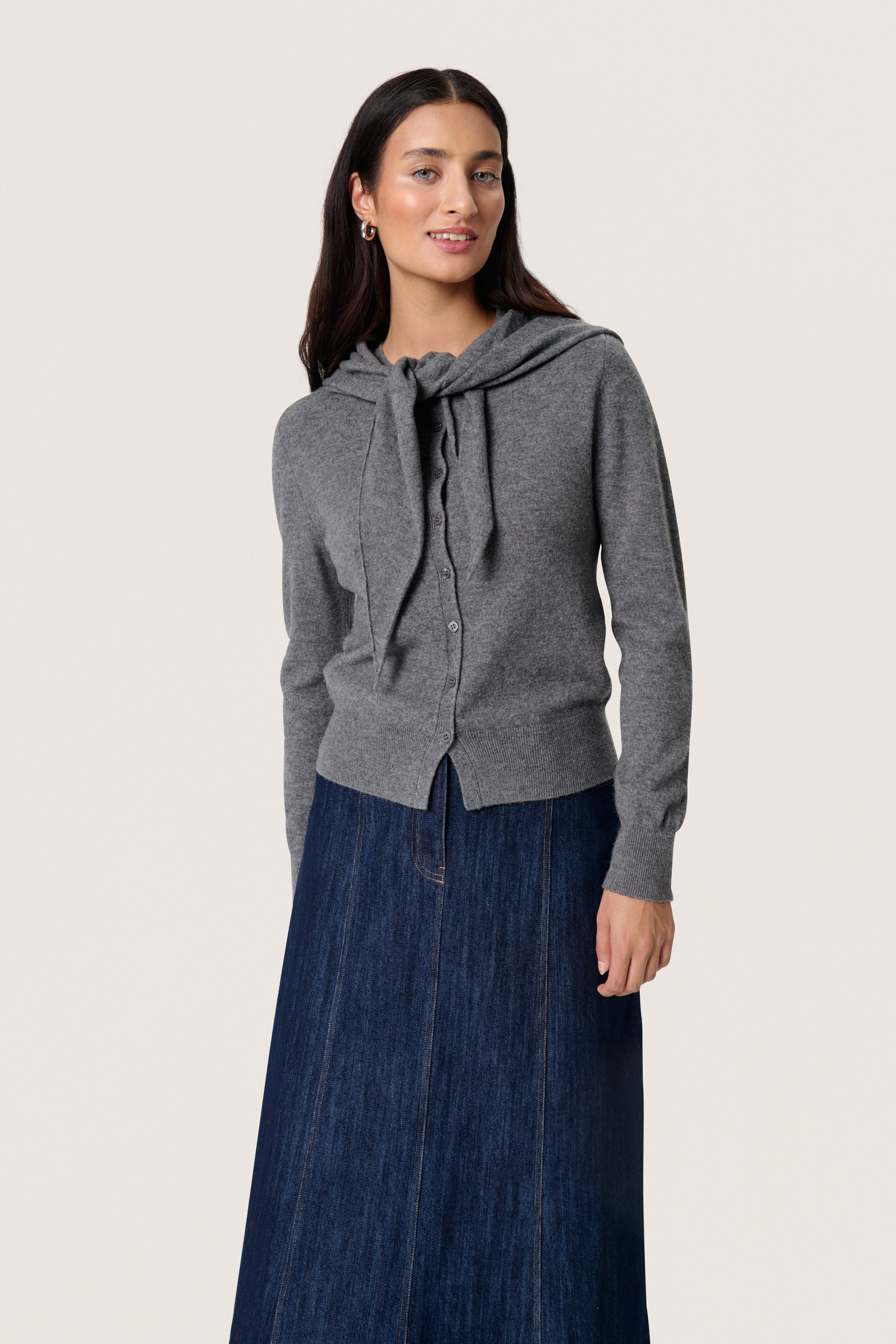 Molina Scarf Cardigan Grijs