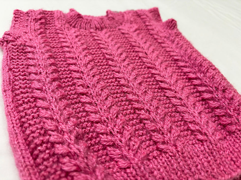 Thumbnail: Deep Rose Pink Vine Patterned Sleeveless Sweater