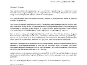 Objet : Les députés du Val-d'Oise alertent sur les effectifs de médecine d'urgence en Île-de-France
