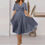 Thumbnail: Fashion Solid Color And V-neck Waist Trimming Casual Large Swing Dress