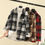 Thumbnail: Japanese Woolen Cardigan Coat Fleece Plaid Shirt Women