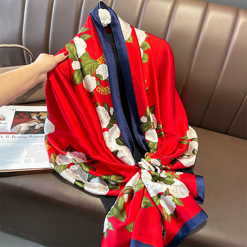 Thumbnail: Silk Scarf Bright Butterfly Printed Silk Scarf Women's Thin Long Shawl
