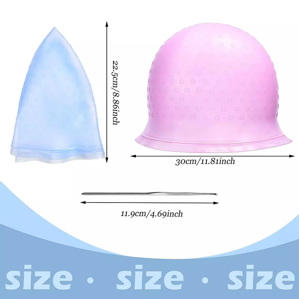 Miniature : Dimensions d'une casquette de coloration en silicone rose.