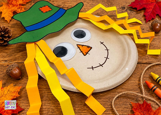 Paper Plate Scarecrow craft for kids.
