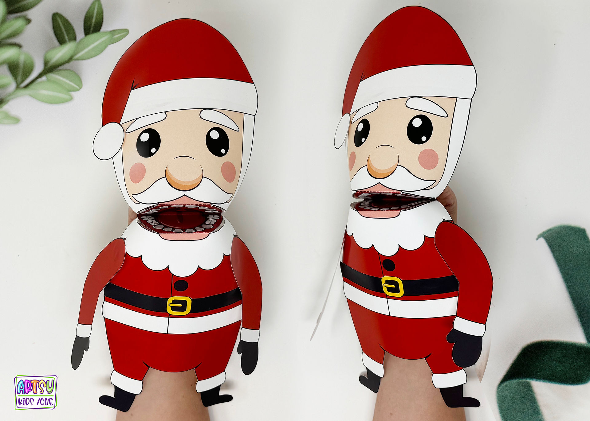 Santa Puppet made out of paper.