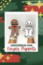 Gingerbread Man finger puppets in color and black and white.