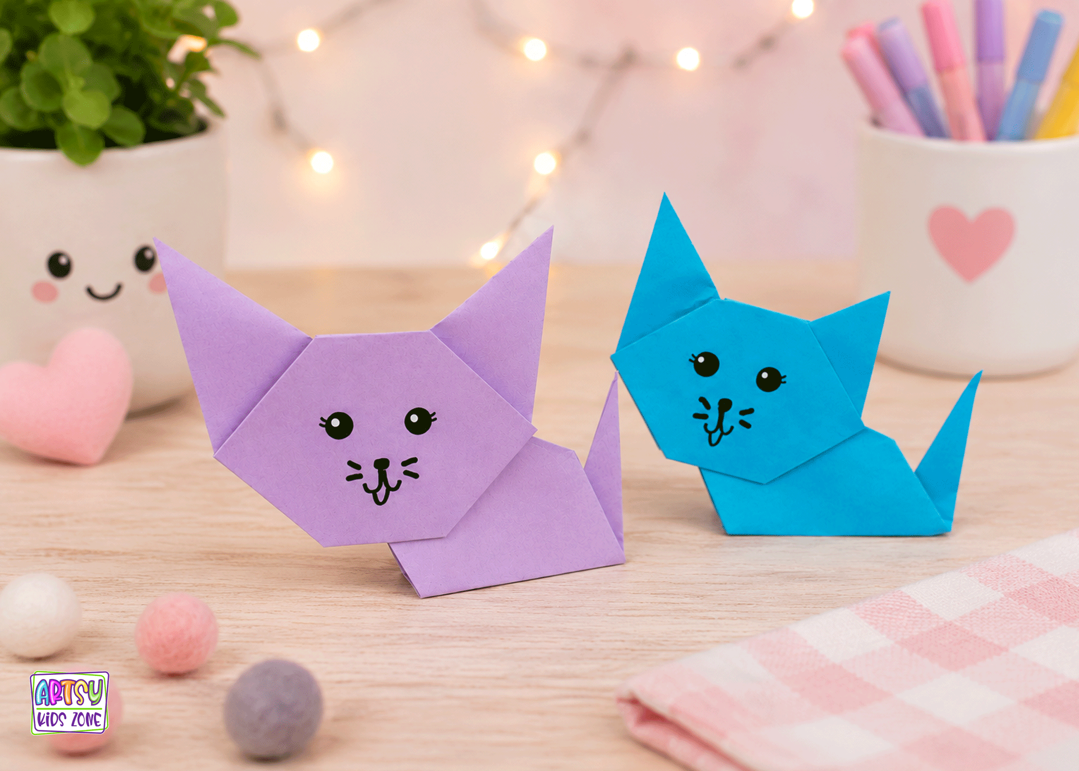 Origami cat instructions.